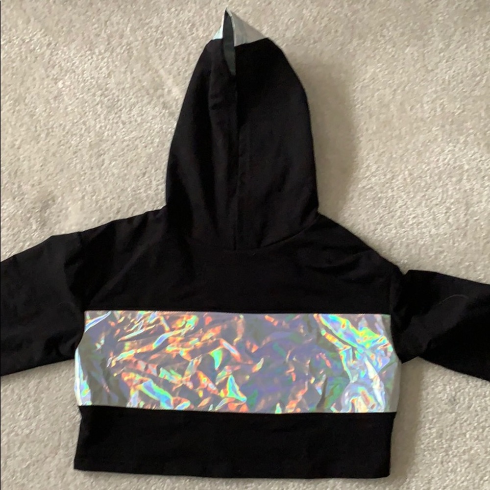 Black reflect-ant cropped hoodie